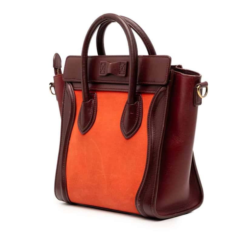 Celine Nano Tricolor Nubuck and Calfskin Luggage Tote Orange Leather Good condition - Back View