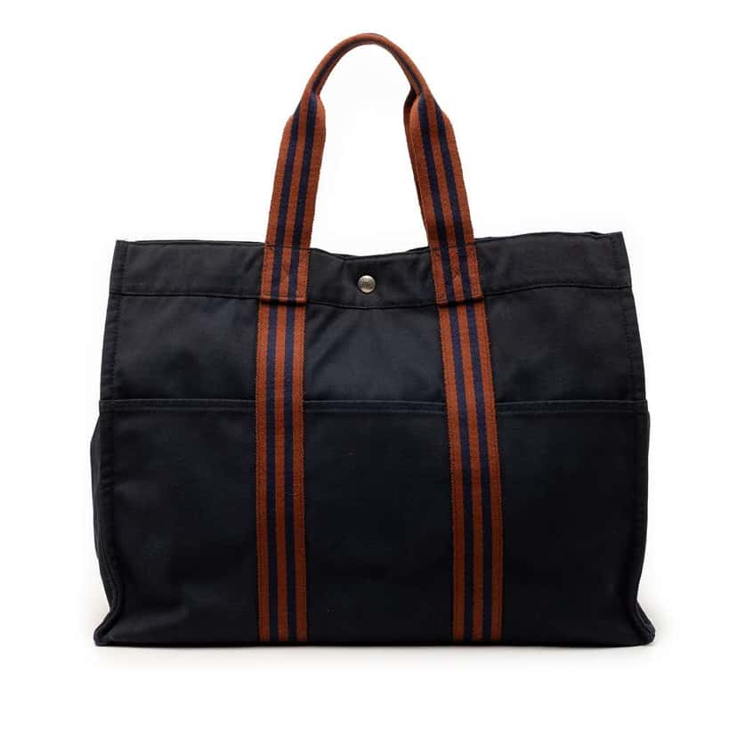 Hermès Canvas Fourre Tout GM Blue Canvas Good condition - Front View