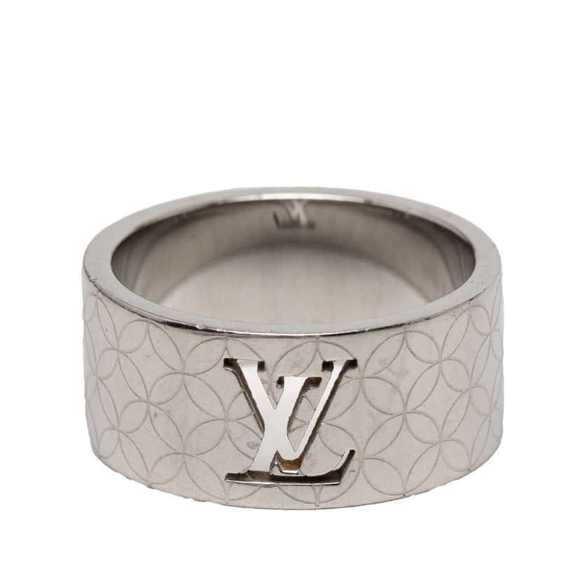 Louis Vuitton Stainless Steel LV Champs Elysees Ring L Silver Stainless steel Good condition - Front View