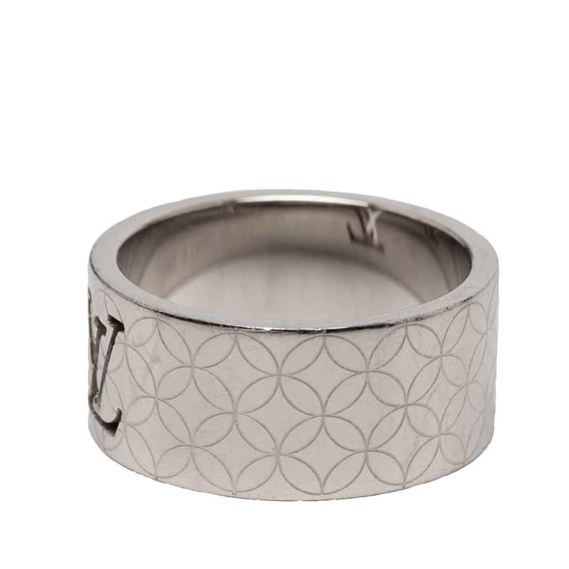 Louis Vuitton Stainless Steel LV Champs Elysees Ring L Silver Stainless steel Good condition - Back View