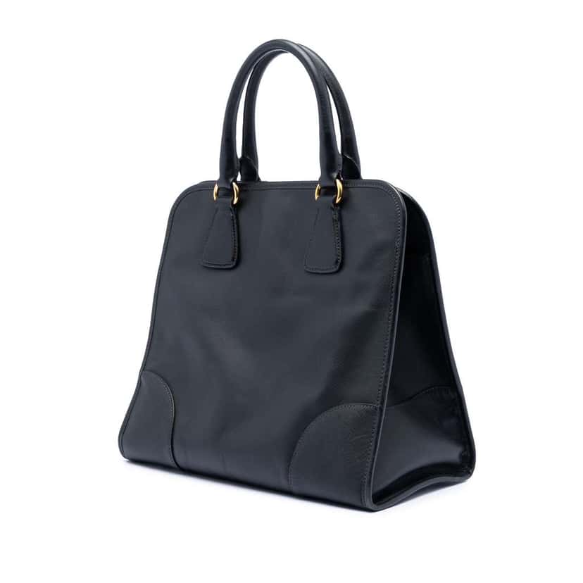 Prada Saffiano Lux Convertible Tote Black Leather Good condition - Back View