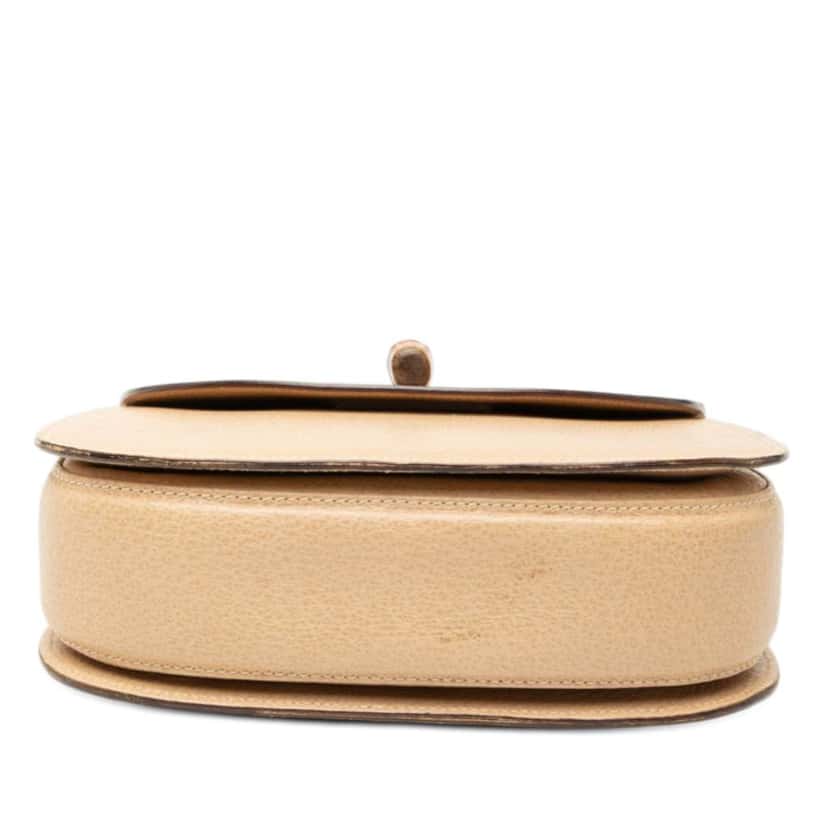 Gucci Small Grained Calfskin Bamboo Night Beige Leather Good condition - Inside View