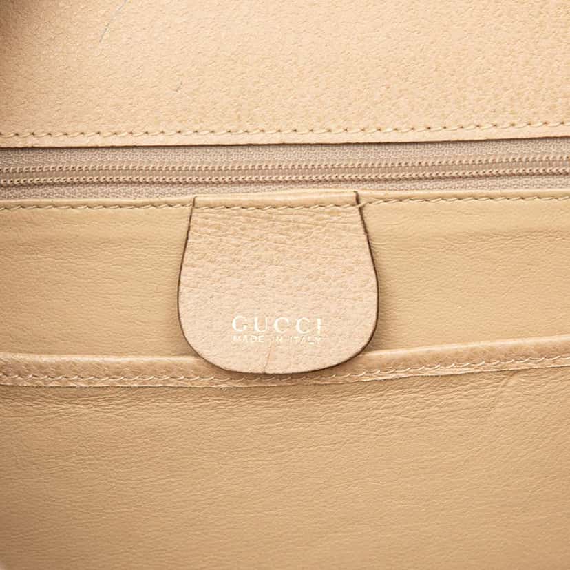 Gucci Small Grained Calfskin Bamboo Night Beige Leather Good condition - Box View
