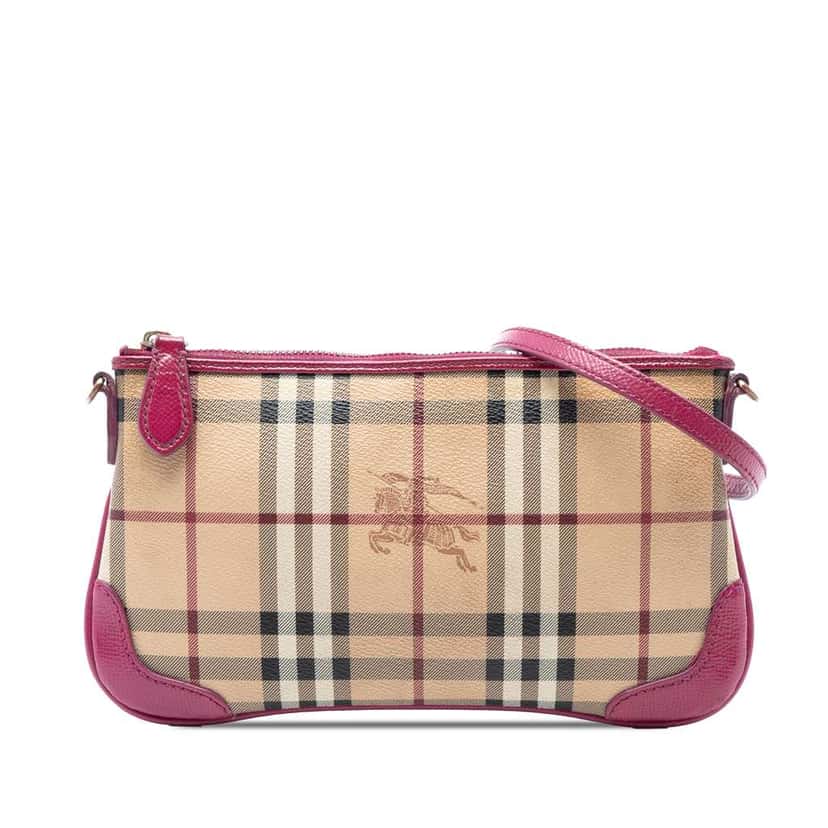 Burberry Haymarket Check Coated Canvas Peyton Crossbody Beige Good condition - Front View