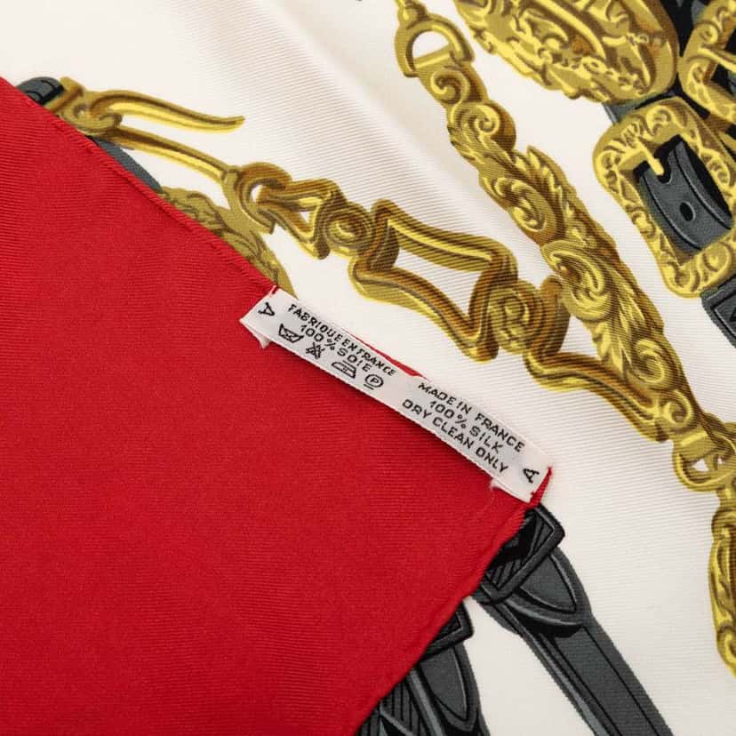 Hermès Brides de Gala Silk Scarf 90 White Silk Good condition - Back View