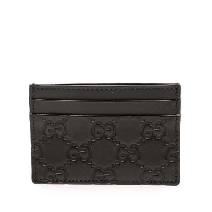Gucci Guccissima Card Holder Black Leather Good condition - Front View