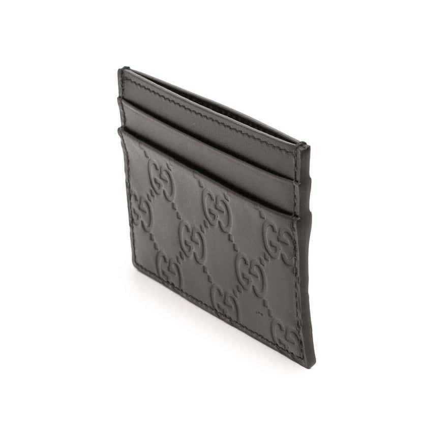 Gucci Guccissima Card Holder Black Leather Good condition - Back View