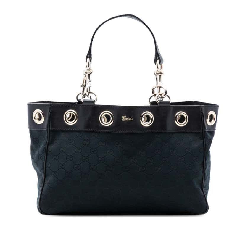 Gucci Medium GG Canvas Positano Tote Black Canvas Good condition - Front View