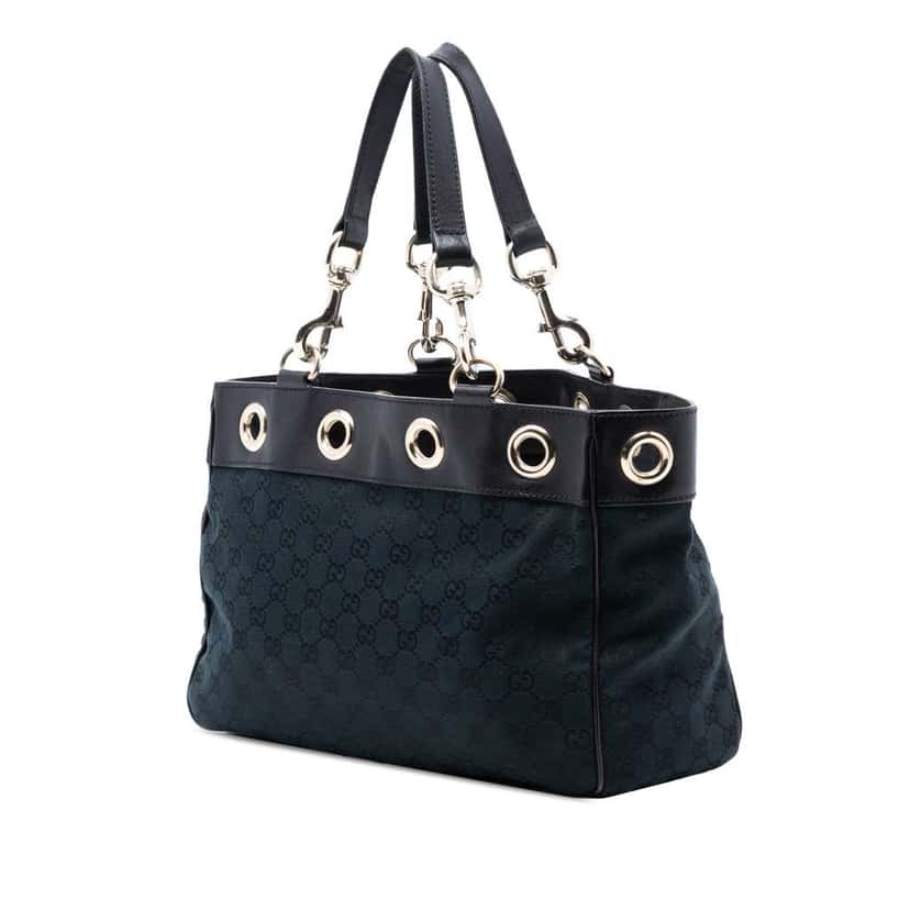 Gucci Medium GG Canvas Positano Tote Black Canvas Good condition - Back View