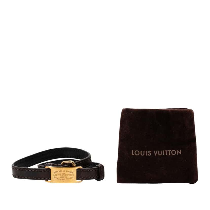 Louis Vuitton Leather Articles de Voyage Sign It Bracelet Brown Leather Good condition - Box View
