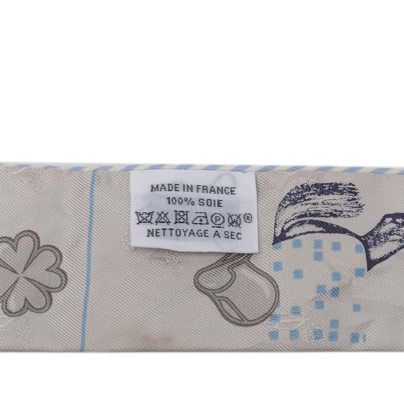 Hermès Garde Robe Pop Silk Twilly Scarf Grey Silk Good condition - Back View