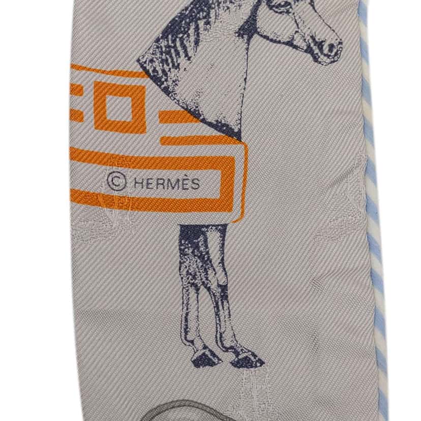 Hermès Garde Robe Pop Silk Twilly Scarf Grey Silk Good condition - Model View