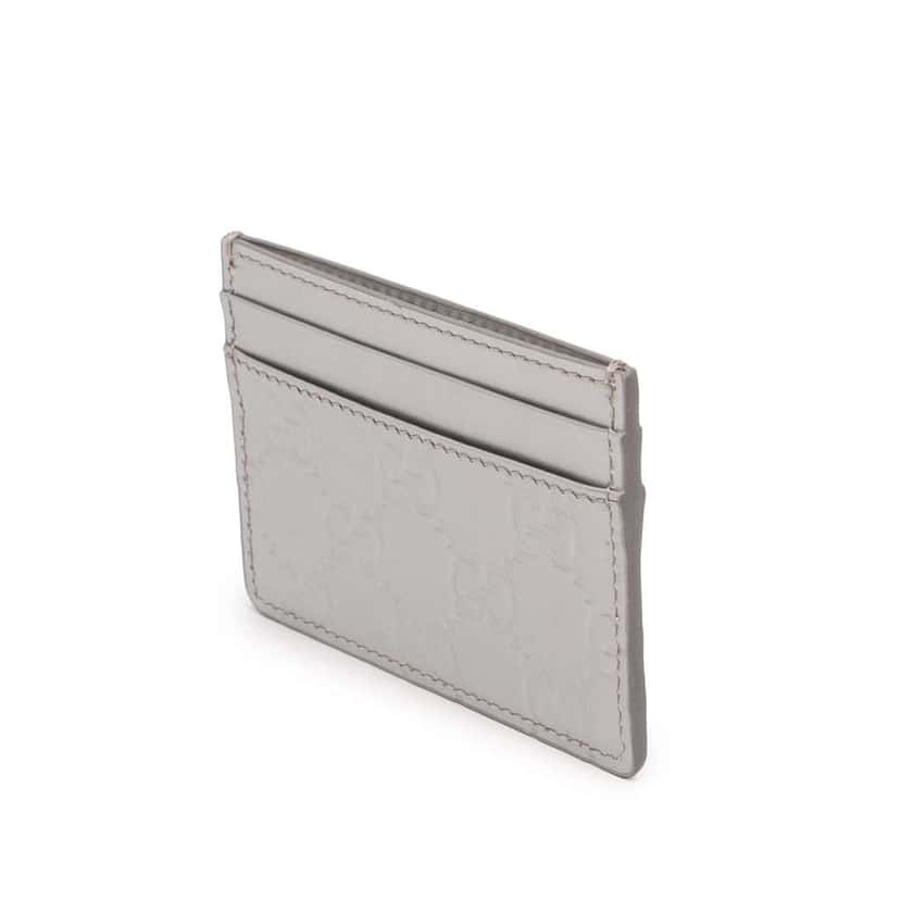 Gucci Patent Guccissima Card Holder Silver Leather Good condition - Back View