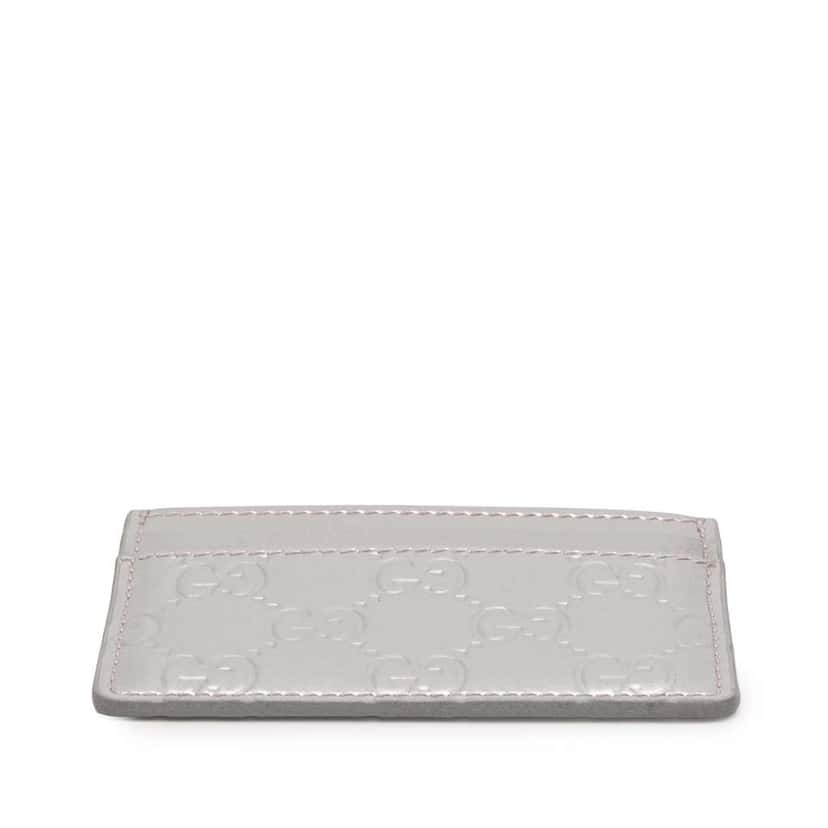 Gucci Patent Guccissima Card Holder Silver Leather Good condition - Inside View