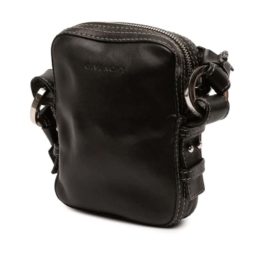 Givenchy 4G Embossed Leather Crossbody Black Leather Fair condition - Back View