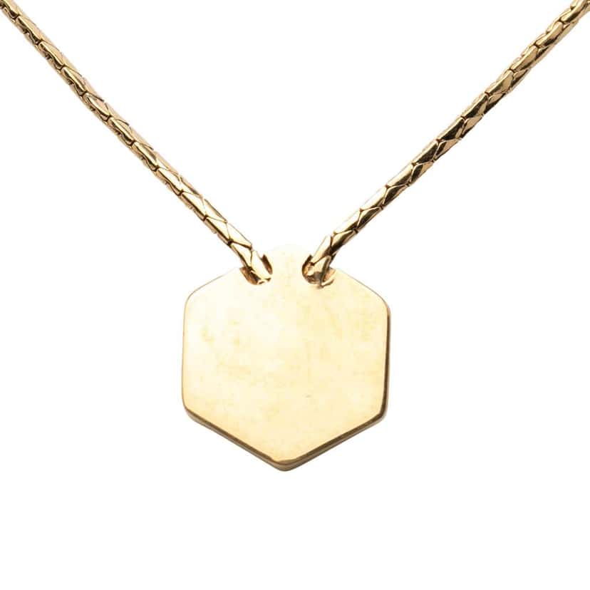 Dior Gold Plated Hexagon Logo Pendant Necklace Gold Metal Good condition - Inside View
