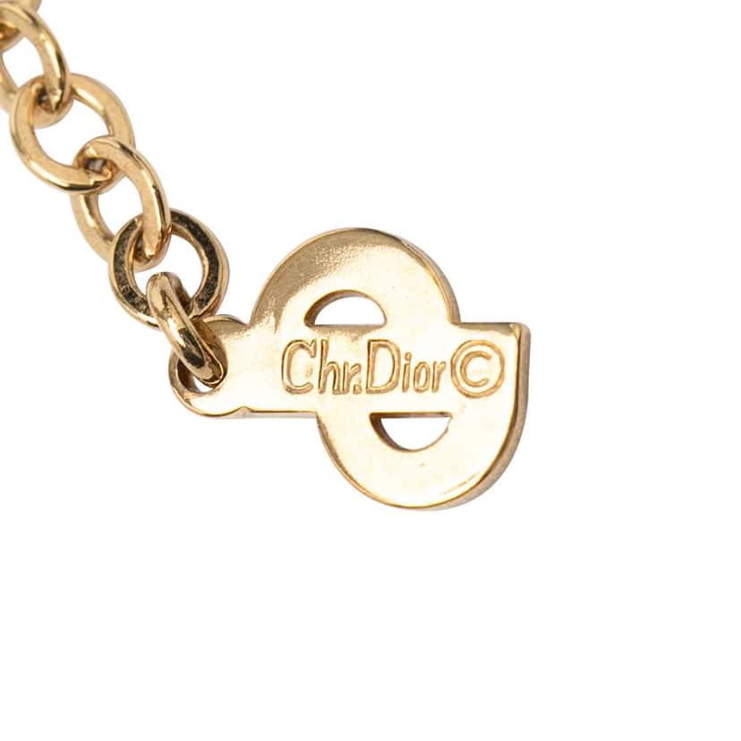 Dior Gold Plated Hexagon Logo Pendant Necklace Gold Metal Good condition - Model View