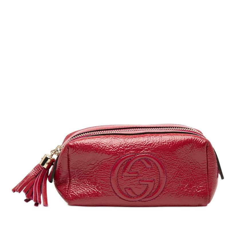 Gucci Patent Soho Cosmetic Pouch Pink Leather Good condition - Front View