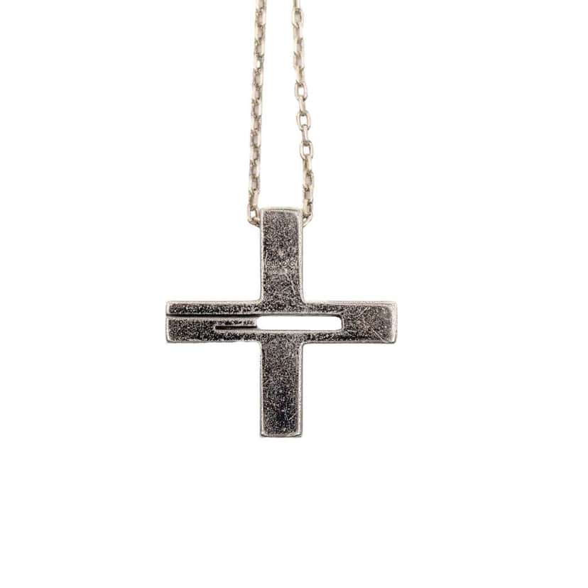 Gucci Sterling SIlver G Cut Out Cross Pendant Neckalce Silver Silver Good condition - Back View