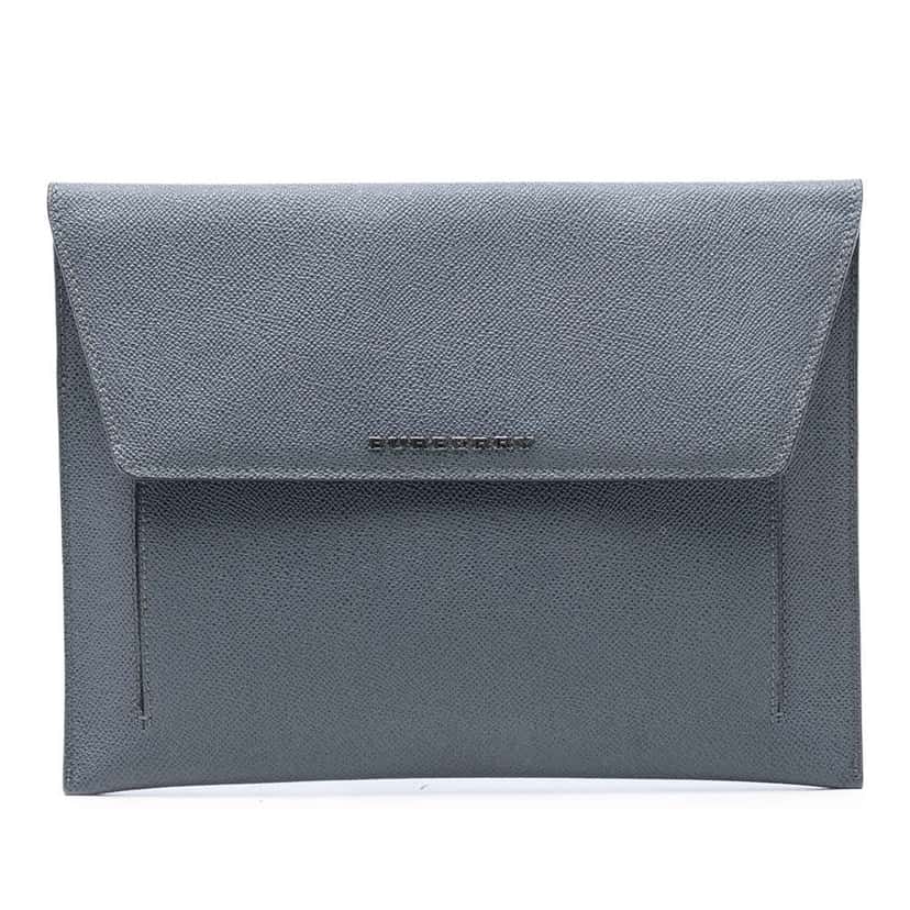Burberry Leather iPad Case Grey Leather Good condition - Front View