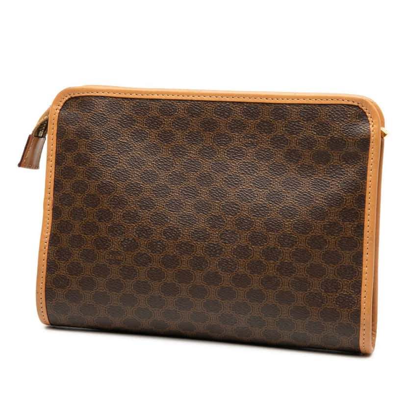 Celine Macadam Coated Canvas Clutch Brown Canvas Good condition - Back View