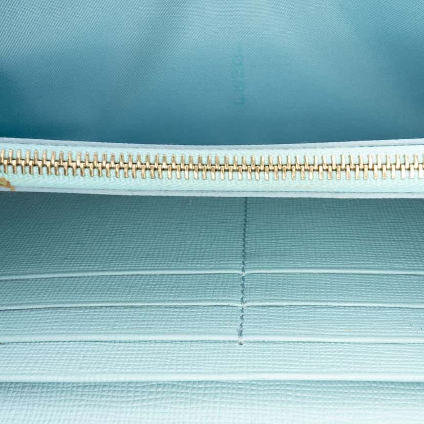 Fendi Leather Flowerland Continental Long Wallet Blue Leather Good condition - Model View