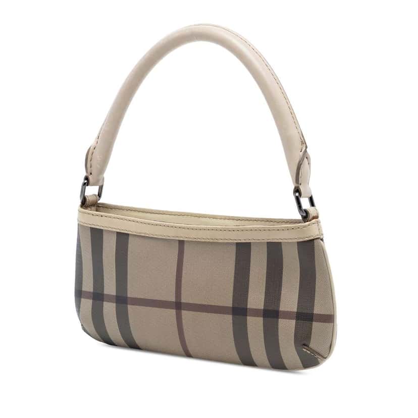 Burberry Smoke Check Coated Canvas Shoulder Bag Beige Good condition - Back View