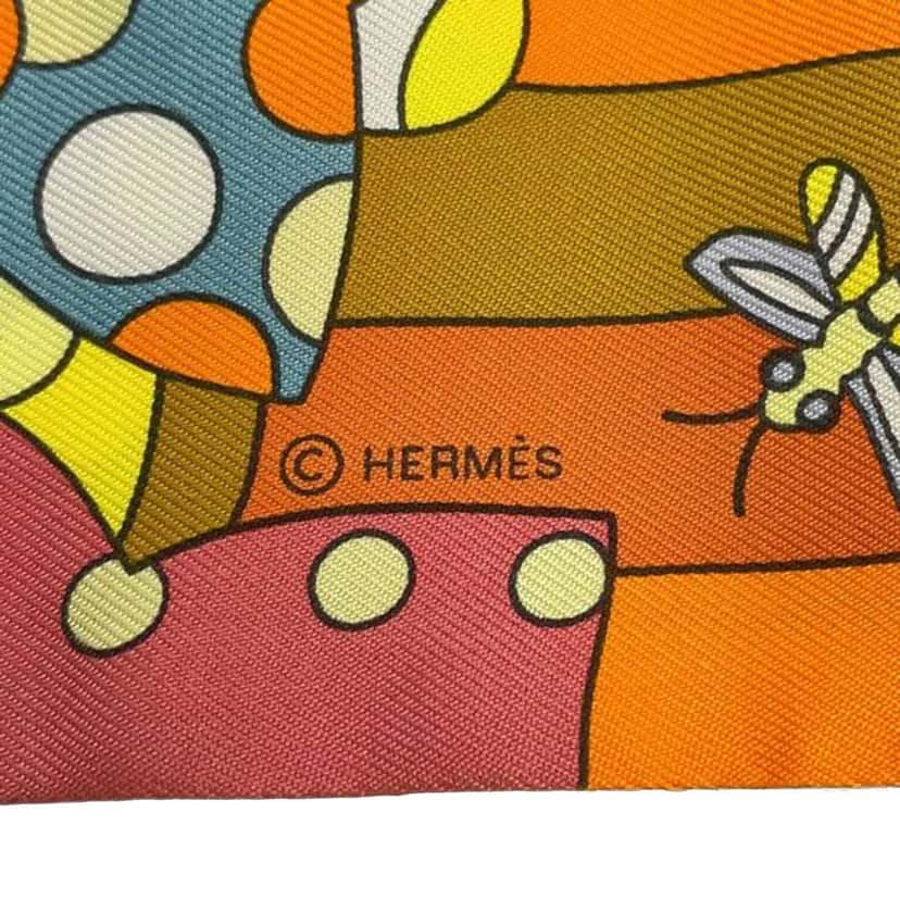 Hermès Les Murmures De La Foret Twilly Silk Scarf Orange Silk Good condition - Box View