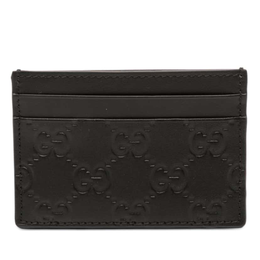 Gucci Guccissima Card Holder Black Leather Very good condition - Front View