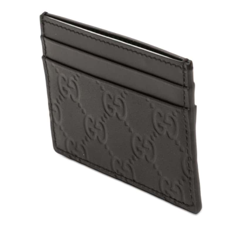 Gucci Guccissima Card Holder Black Leather Very good condition - Back View