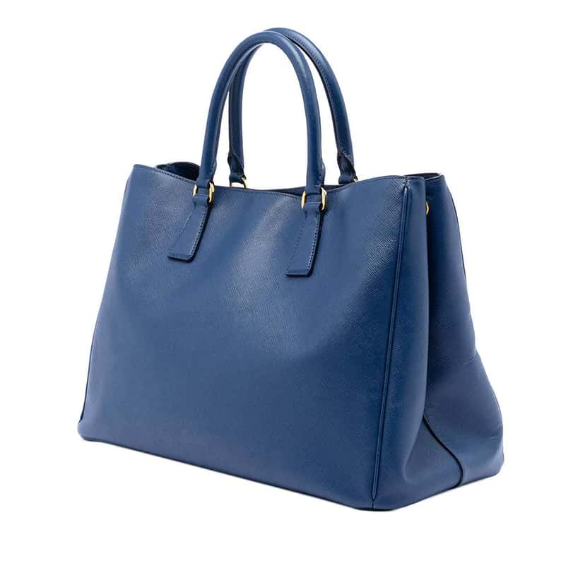 Prada Large Saffiano Lux Galleria Satchel Blue Leather Good condition - Back View
