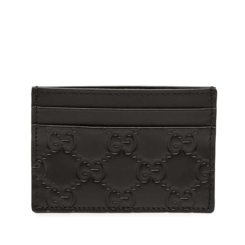 Gucci Guccissima Card Holder Black Leather Good condition - Front View