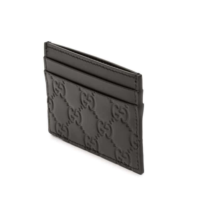 Gucci Guccissima Card Holder Black Leather Good condition - Back View