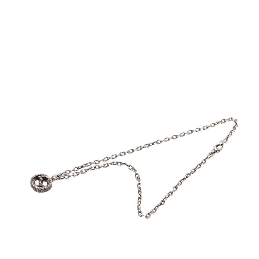 Gucci Sterling Silver Interlocking G Pendant Necklace Silver Silver Good condition - Front View