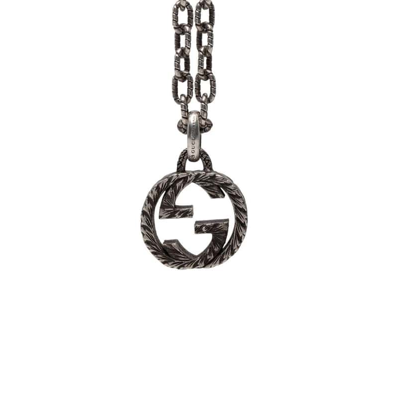 Gucci Sterling Silver Interlocking G Pendant Necklace Silver Silver Good condition - Back View