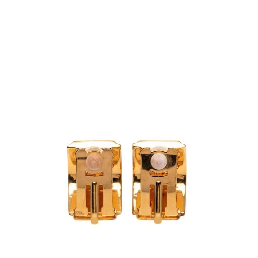 Hermès Enamel Floral Cloisonne Clip On Earrings Orange Fair condition - Back View