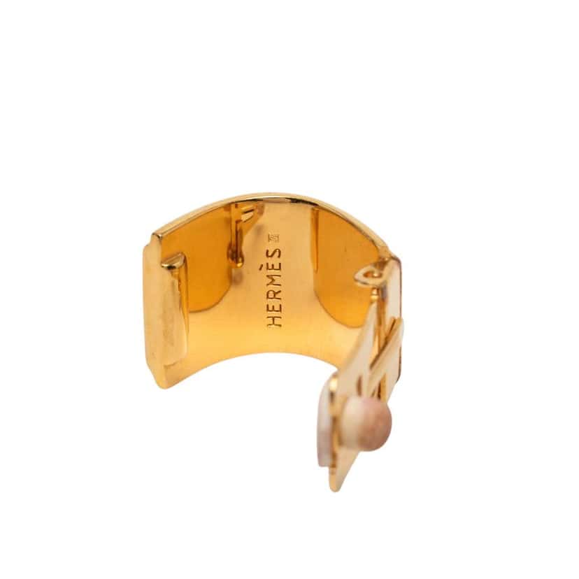 Hermès Enamel Floral Cloisonne Clip On Earrings Orange Fair condition - Inside View