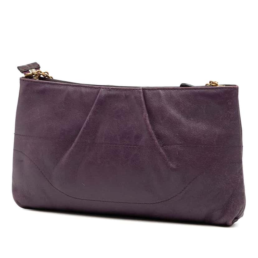 Salvatore Ferragamo Leather Gancini Chain Crossbody Purple Leather Good condition - Back View