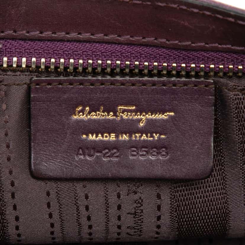 Salvatore Ferragamo Leather Gancini Chain Crossbody Purple Leather Good condition - Box View