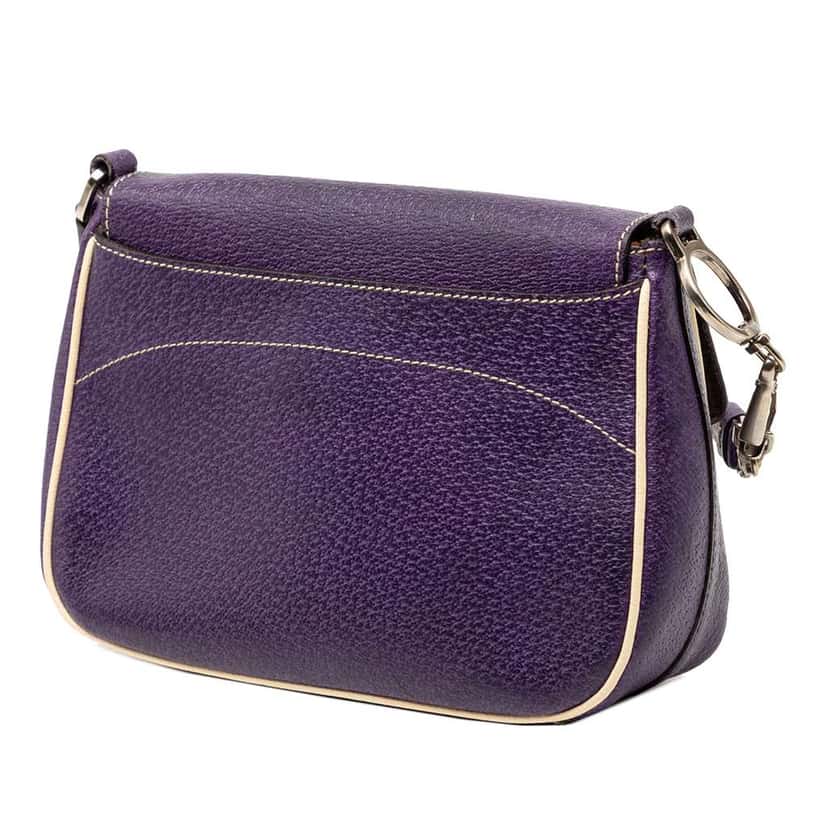 Prada Cinghiale Flap Shoulder Bag Purple Leather Good condition - Back View