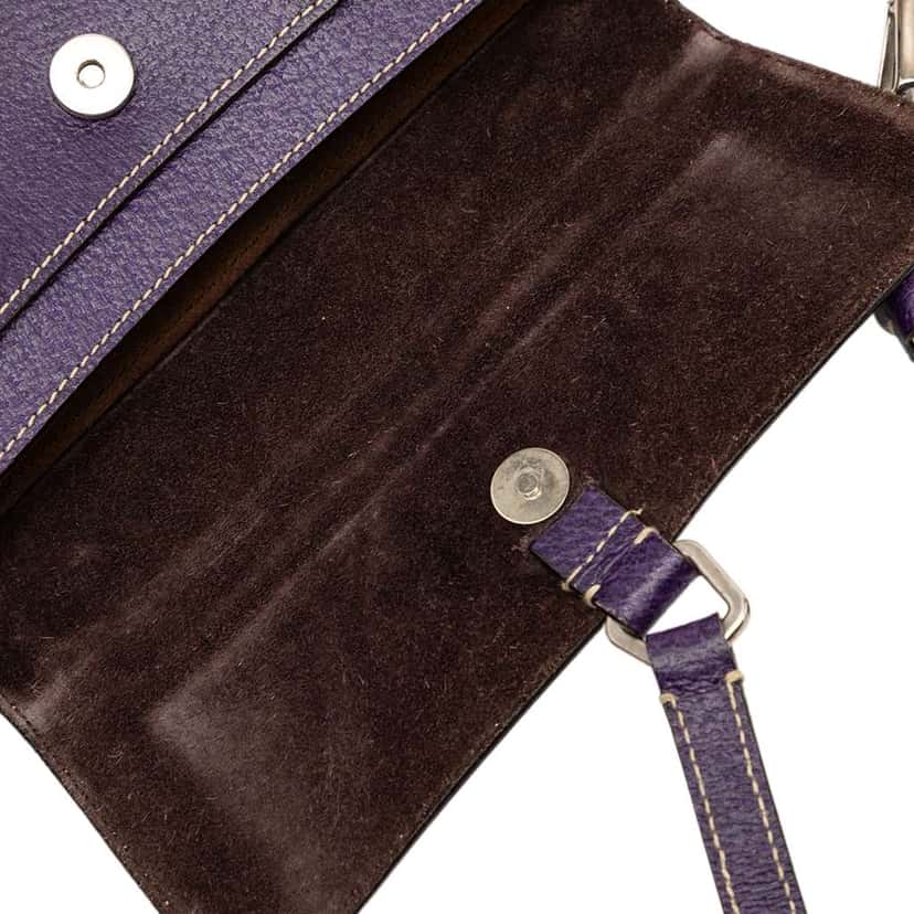 Prada Cinghiale Flap Shoulder Bag Purple Leather Good condition - Box View