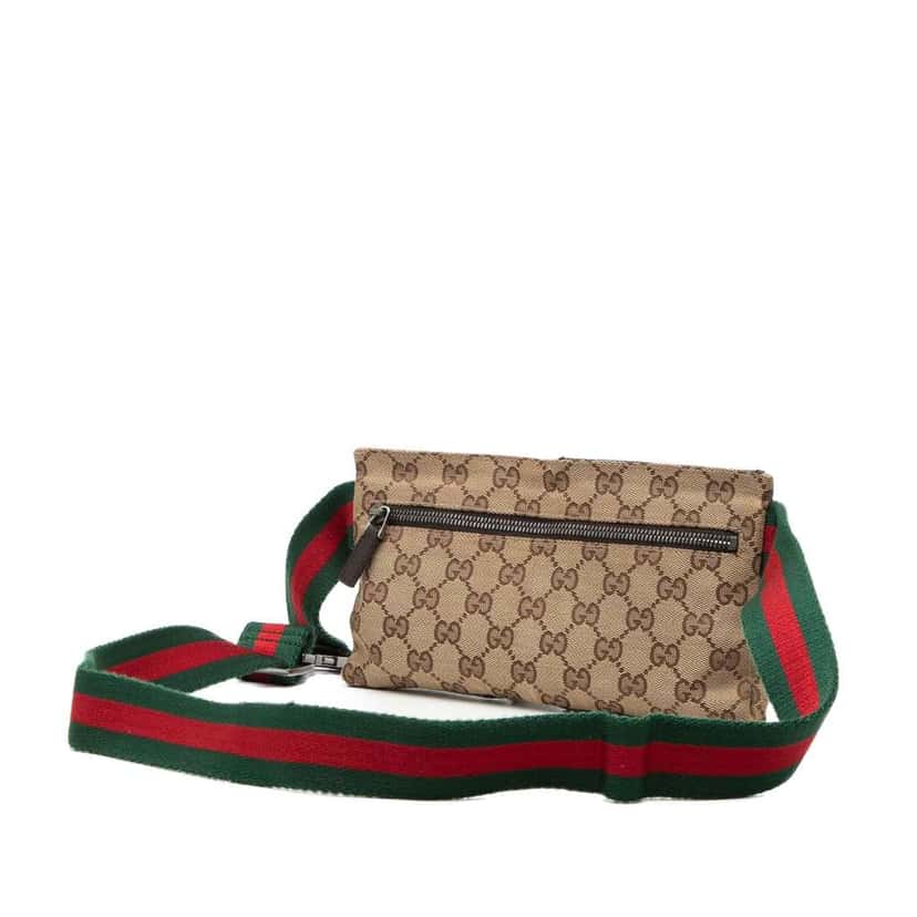 Gucci GG Canvas Web Double Pocket Belt Bag Beige Very good condition - Back View