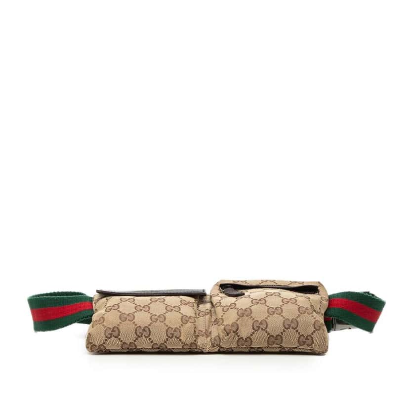 Gucci GG Canvas Web Double Pocket Belt Bag Beige Very good condition - Inside View