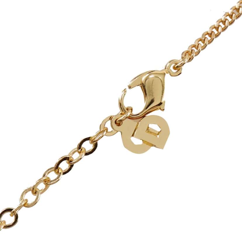 Dior Gold Plated Rhinestone CD Logo Pendant Necklace Gold Metal Good condition - Model View