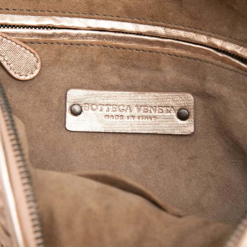 Bottega Veneta Metallic Nappa Intrecciato Nodini Crossbody Gold Leather Good condition - Box View