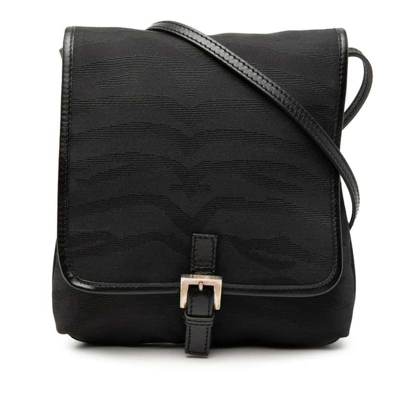 Fendi Zebra Printed Canvas Crossbody Black Canvas Very good condition - Front View