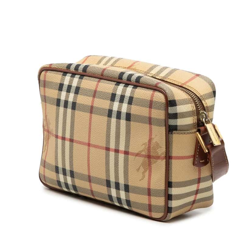 Burberry Haymarket Check Coated Canvas Crossbody Beige Good condition - Back View
