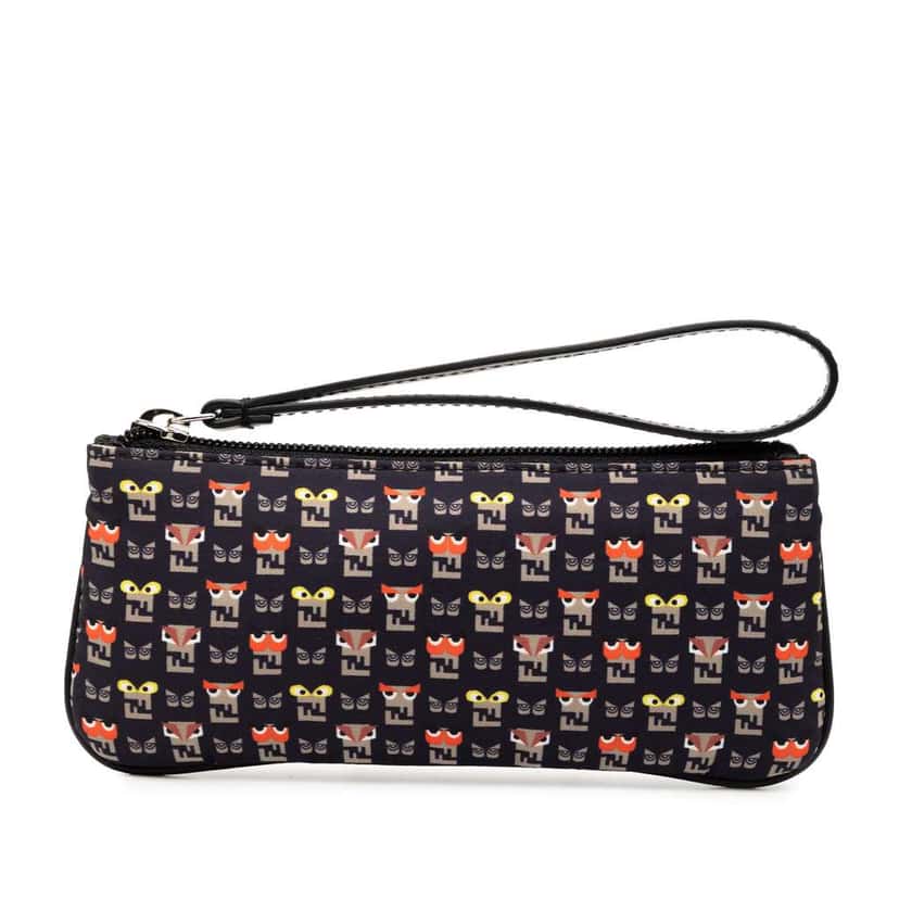 Fendi Canvas Monster Clutch Black Canvas Very good condition - Front View
