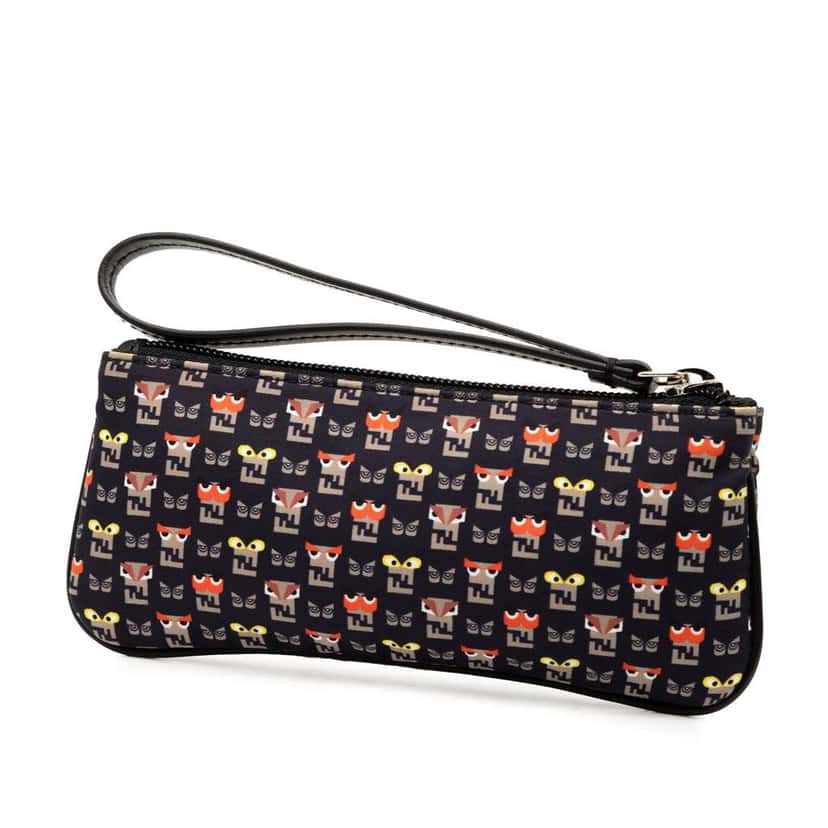 Fendi Canvas Monster Clutch Black Canvas Very good condition - Back View