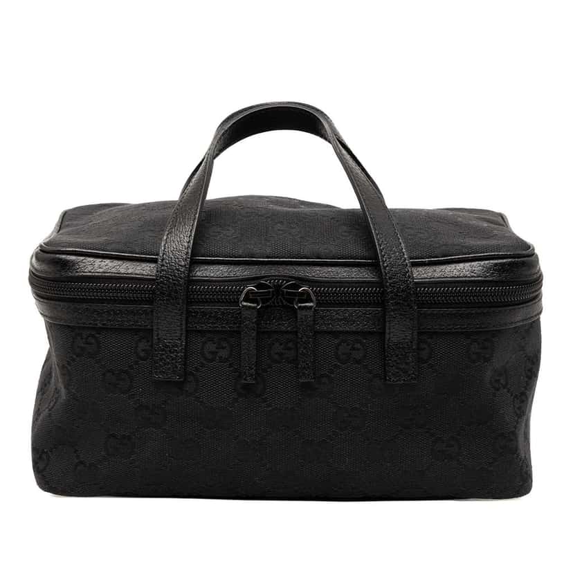 Gucci GG Canvas Vanity Bag Black Canvas Good condition - Front View
